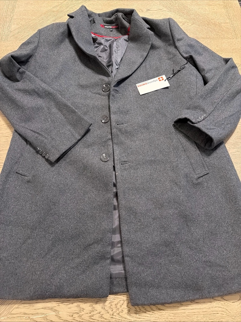 Alpine Swiss Men's Mason Double-Breasted Pea Coat in Black Size L